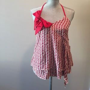Jessica Simpson red and cream halter top